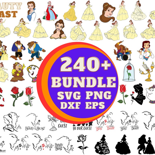 Beauty and The Beast Svg Bundle, Png, Svg, Dxf, Eps, digital files, instant download