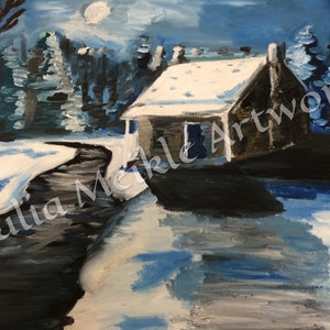 Winter Cabin Art Print