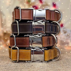 Personalized Engraved Dog Collar, Leather Dog Collar, Engraved Dog Collar with Name, Custom Leather Dog Collar