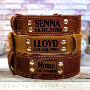 Wide dog collar for large dog, Thick dog collar personalized, Leather dog collar, Dog collar girl, Dog collar boy, Real solid dog collar