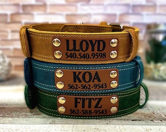 Handmade Thick Leather Dog Collar: Custom Engraved Collar