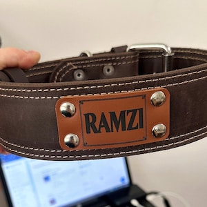 Personalized Leather Dog Collar: Sturdy Custom Nameplate Collar, Whiskey