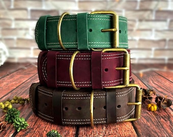 Leather Dog Collar for Large Breeds: Extra Strong with Solid Brass