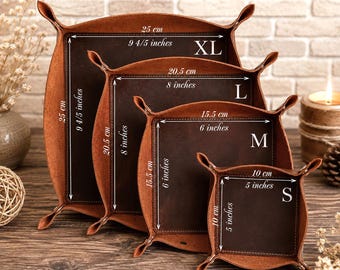 Leather Valet Tray, Personalized Catchall Organizer, Pocket Dump