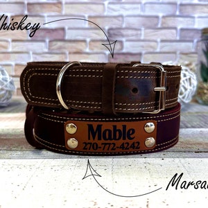 Wide dog collar for large dog, Thick dog collar personalized, Leather dog collar, Dog collar girl, Dog collar boy, Real solid dog collar