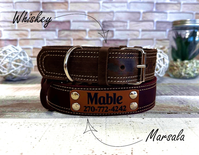 Wide dog collar for large dog, Thick dog collar personalized, Leather dog collar, Dog collar girl, Dog collar boy, Real solid dog collar