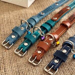 Custom personalized cute leather cat collar, Leather kitten collar, Cat lover gifts, Leather cat collar with name, Puppy Collar