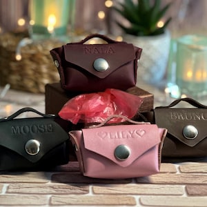 Personalized Leather Dog Poop Bag Holder: Durable Waste Dispenser