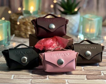 Personalized Leather Dog Poop Bag Holder: Durable Waste Dispenser