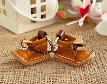 Handmade Leather Shoe Keychain: Engraved Key Holder, Shoe Lover Gift