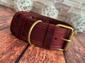 Wide Leather Dog Collar: Durable Full-Grain, Solid Brass Buckle and D-Ring, Personalized name plate product logo