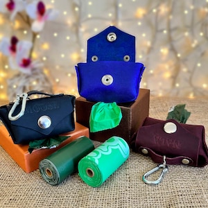 Embossed Leather Dog Poop Bag Holder: Custom Pet Waste Dispenser