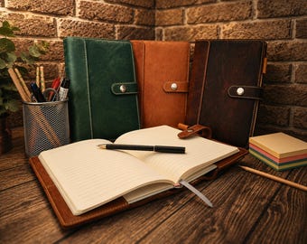 Vintage Style Leather Journal Cover | Rustic Leather Writing Portfolio