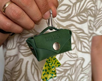 Personalized Leather Dog Poop Bag Holder: Crazy Horse Waste Dispenser