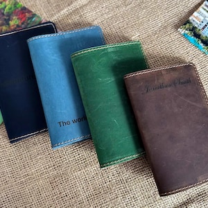 Engraved Leather Passport Cover - Crazy Horse Leather Travel Wallet - Personalized Passport Case - Custom Engraved Passport Holder