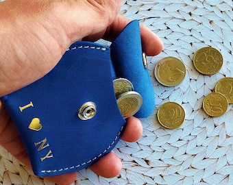 Personalized Leather Coin Pouch: Handmade Crazy Horse Leather, Custom Engraved