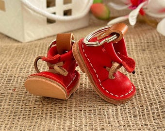 Personalized Leather Boot Keychain: Handmade Rustic Shoe Lover Gift