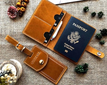 Personalized Leather Passport Cover: Custom Engraved Travel Wallet