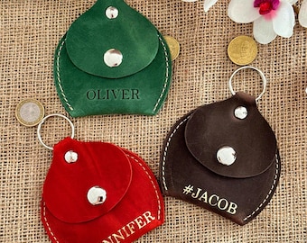 Personalized Leather Coin Pouch Keychain: Handmade Crazy Horse Leather