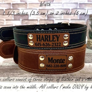 Wide dog collar for large dog, Thick dog collar personalized, Leather dog collar, Dog collar girl, Dog collar boy, Real solid dog collar