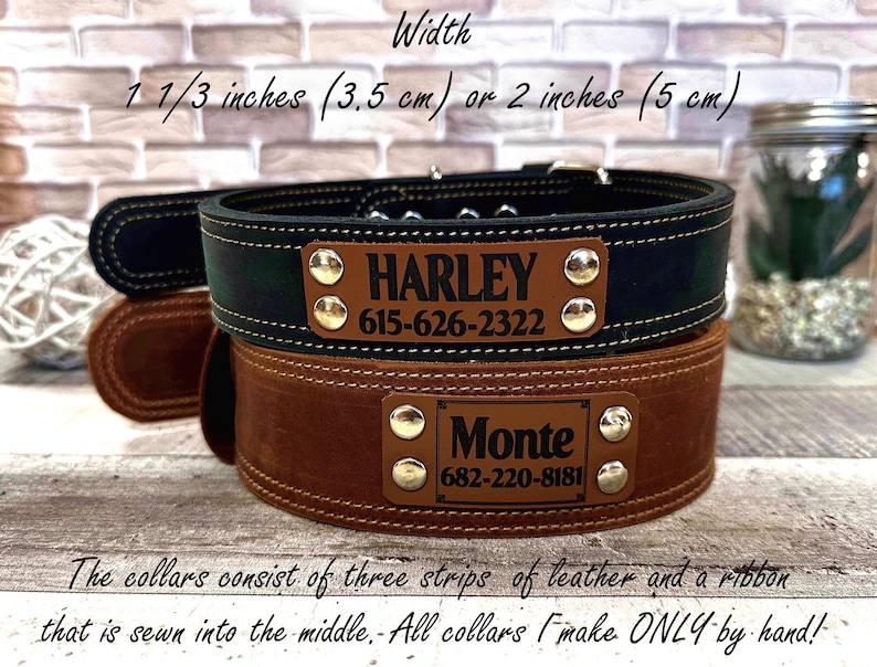 Wide dog collar for large dog, Thick dog collar personalized, Leather dog collar, Dog collar girl, Dog collar boy, Real solid dog collar