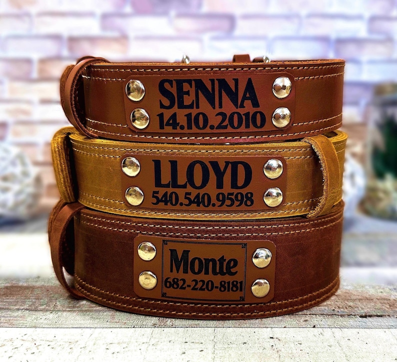 Wide dog collar for large dog, Thick dog collar personalized, Leather dog collar, Dog collar girl, Dog collar boy, Real solid dog collar
