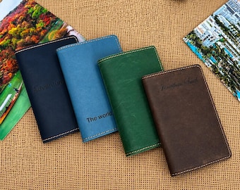 Portapasaportes de cuero personalizado: Cartera de viaje grabada a medida