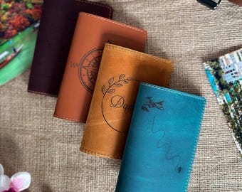Funda de pasaporte de cuero personalizada: regalo de viaje con grabado personalizado