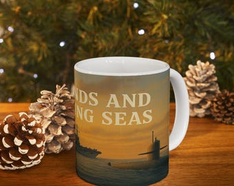 Fair Winds Navy Coffee Mug, Sailor Gift