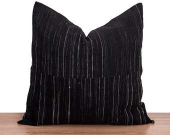 Black And White Pinstriped Pillow, Contemporary Pillow, Modern Decor, Textured Throw Pillow, Trendy Decor Pillow