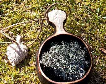 Traditional Finnish wooden kuksa with Belt Attachment Leaf Charm