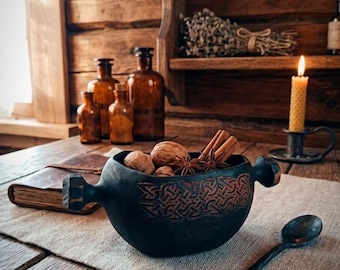 Handcarved Aspen Kuksa Bowl – Ancient Scandinavian Knotwork Viking Style Wooden bowl
