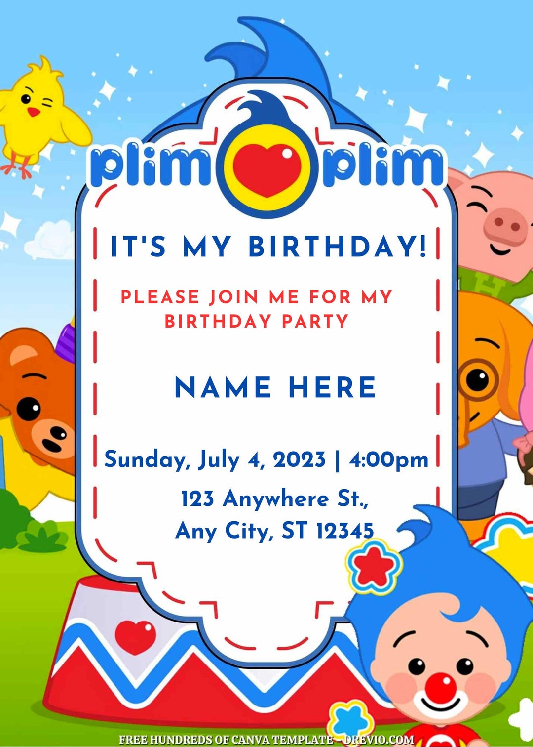 PLIM PLIM Birthday Invitation Template Digital Download Etsy
