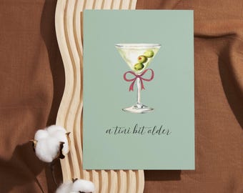 Martini Birthday Card: Funny Cocktail Greeting (Digital Download 5x7 PDF)