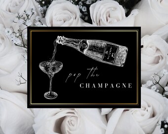 Black & Gold Champagne Toast Card: Elegant Celebration (Digital Card)