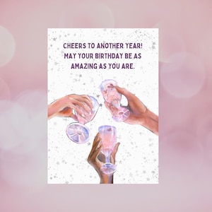 Cheers to Another Year - Customizable Digital Birthday Card | Instant Download | Printable Greeting Card Template