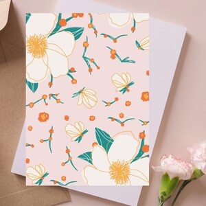 Blank Floral Greeting Card – Digital Download | Minimalist Flower Card | Instant Printable Card | Customizable Template | Spring Stationery
