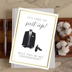 Groomsman Proposal Card: Tuxedo Wedding Party Invitation (Digital Download, Editable Template 5x7&quot; JPG & PDF )