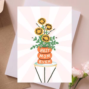 Beste Mutter aller Zeiten Blumen druckbare Karte | Digitaler Download | Muttertagskarte | Niedliche und moderne Mutter Wertschätzung Karte | Sofort Download