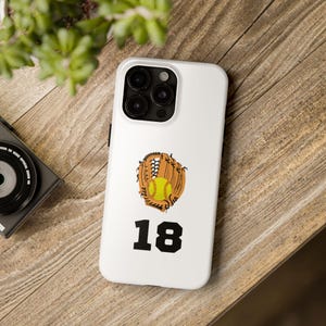Personalisierte Softball Handschuh Handyhülle, individuelle Trikotnummer, Sport Geschenk