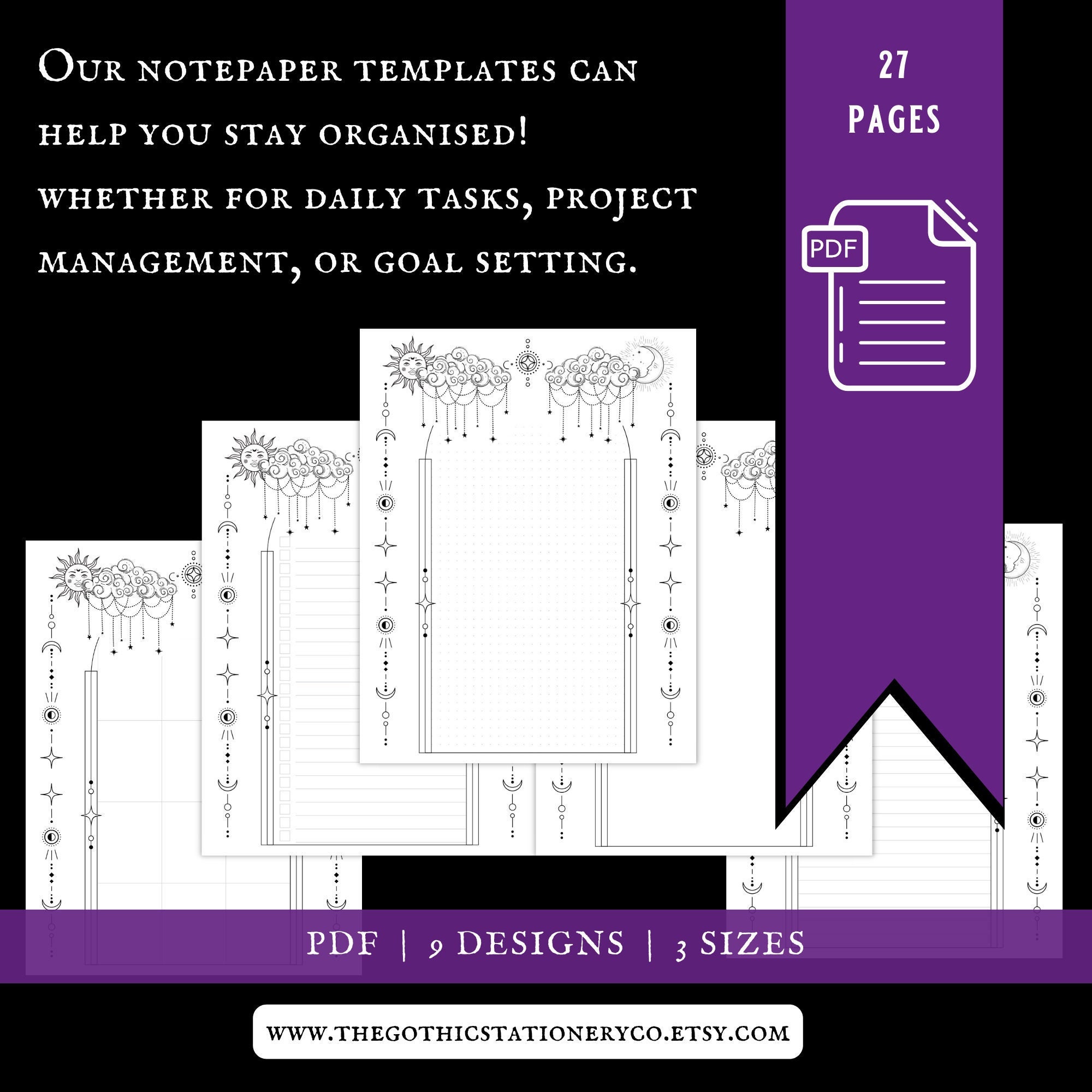 Celestial Printable Note Paper Digital Zodiac Stationery for - Etsy UK