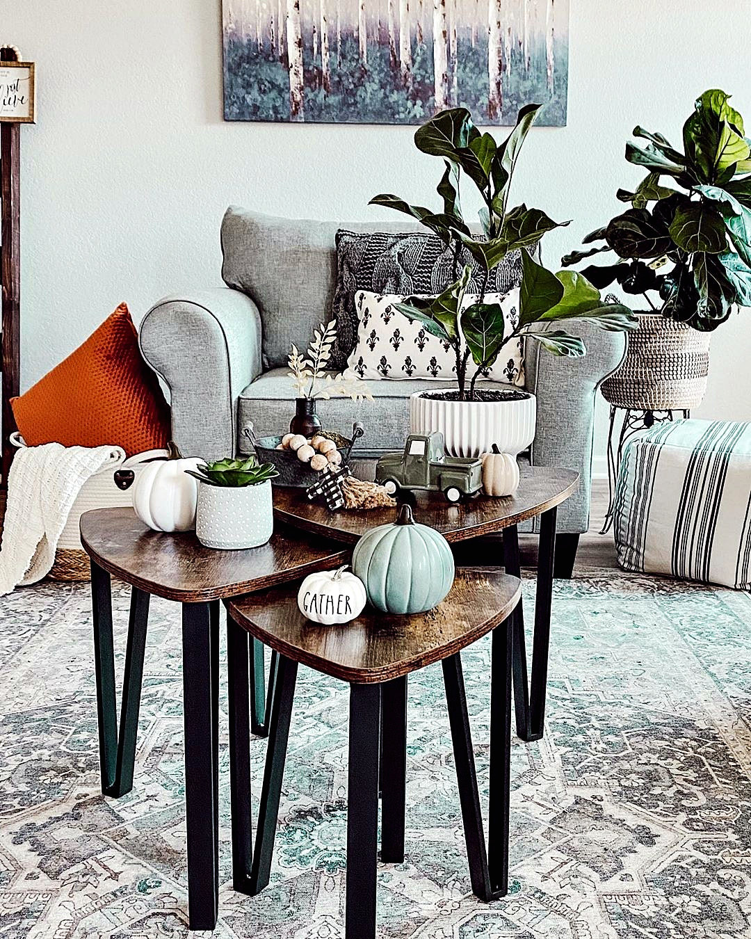 Set of 3 Nesting Coffee Table Industrial 3 Pieces Side End Etsy