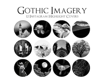 Gothic Imagery Instagram Highlight Covers, Goth Instagram Highlight Covers, Dark Aesthetic Branding