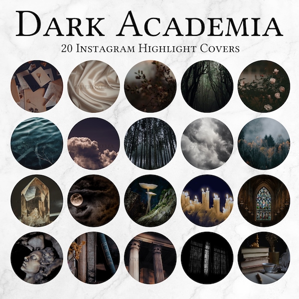 Dark Academia Instagram Highlight Covers, Bookstagram Instagram Highlight Covers, Dark Aesthetic Branding