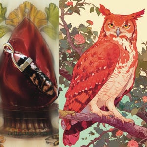 Male Crimson Owl | Spirit Bond | Spirit Companion | Vessel Necklace | Vision & Fierce Awakening