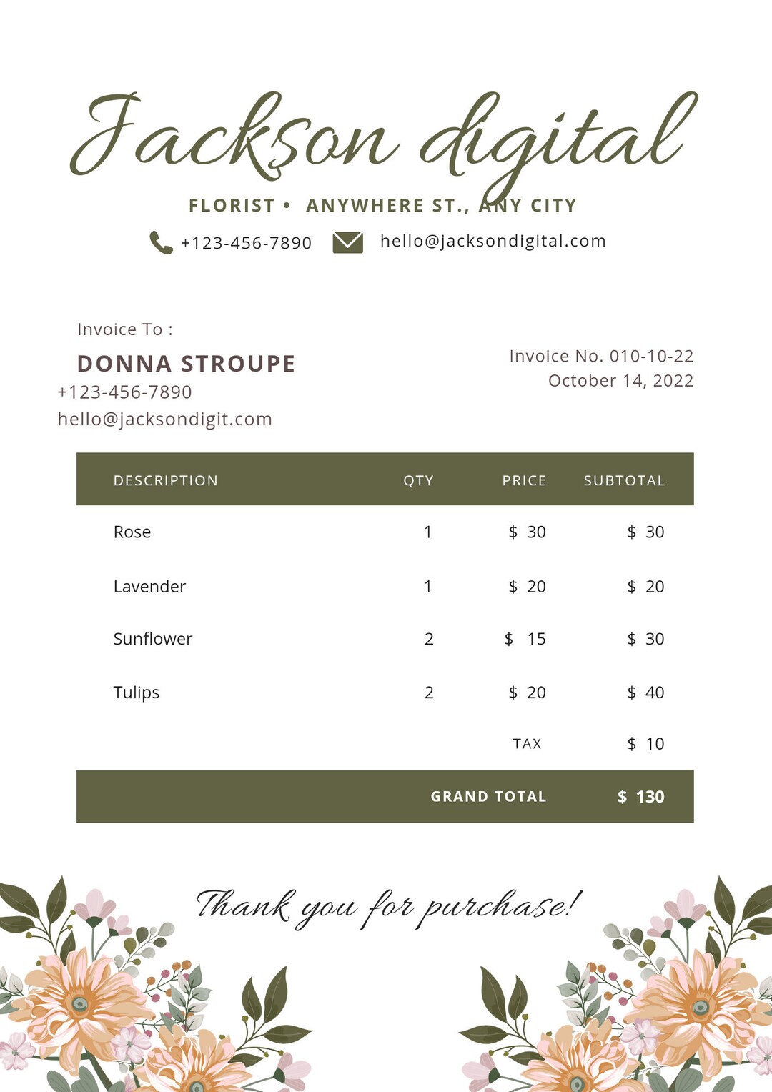 Invoice Template Editable Small Business Custom Order Form - Etsy