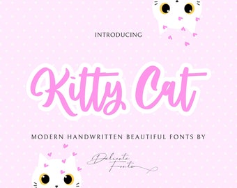 Kitty Cat Schrift: Moderne Handschrift (TTF, OTF)