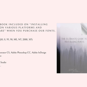 May include: A digital illustration of a misty forest with the text "The Ultimate Guide to Installing Fonts" in white text on a black background. The text "Delinate Fonts" is written in a cursive font at the bottom of the image.