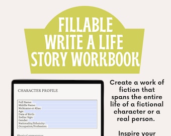 Fillable Novel and Nonfiction Writing Planner - Character, Life Story, and Memoir Organizer - Printable Writer's Workbook and Template