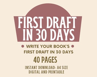 30 Day Novel Writing Guide, Write a Book in 30 Days, Guided Novel Planner for 30 Days,  Novel Writing Workbook, Book Writing Guided Planner